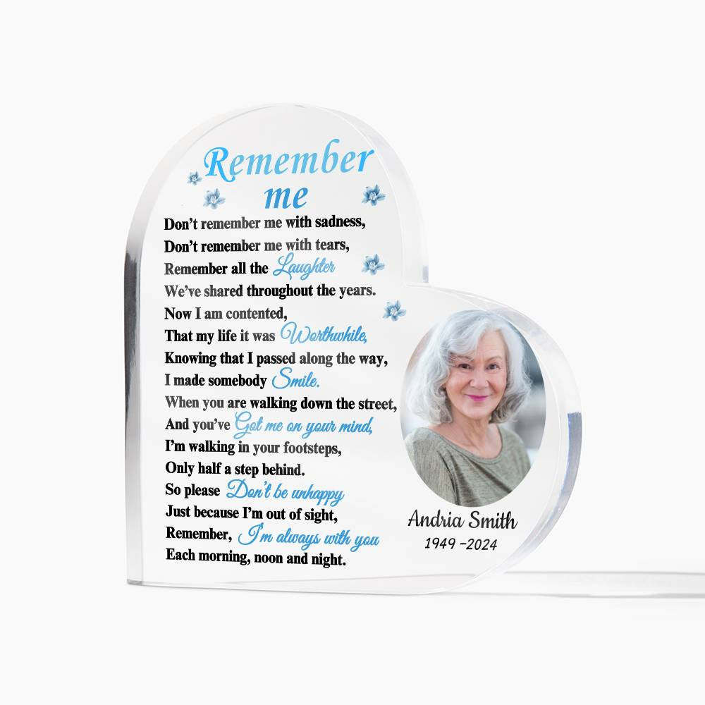 Remember Me - Personalized Memorial Sympathy Gift Remembrance Keepsake