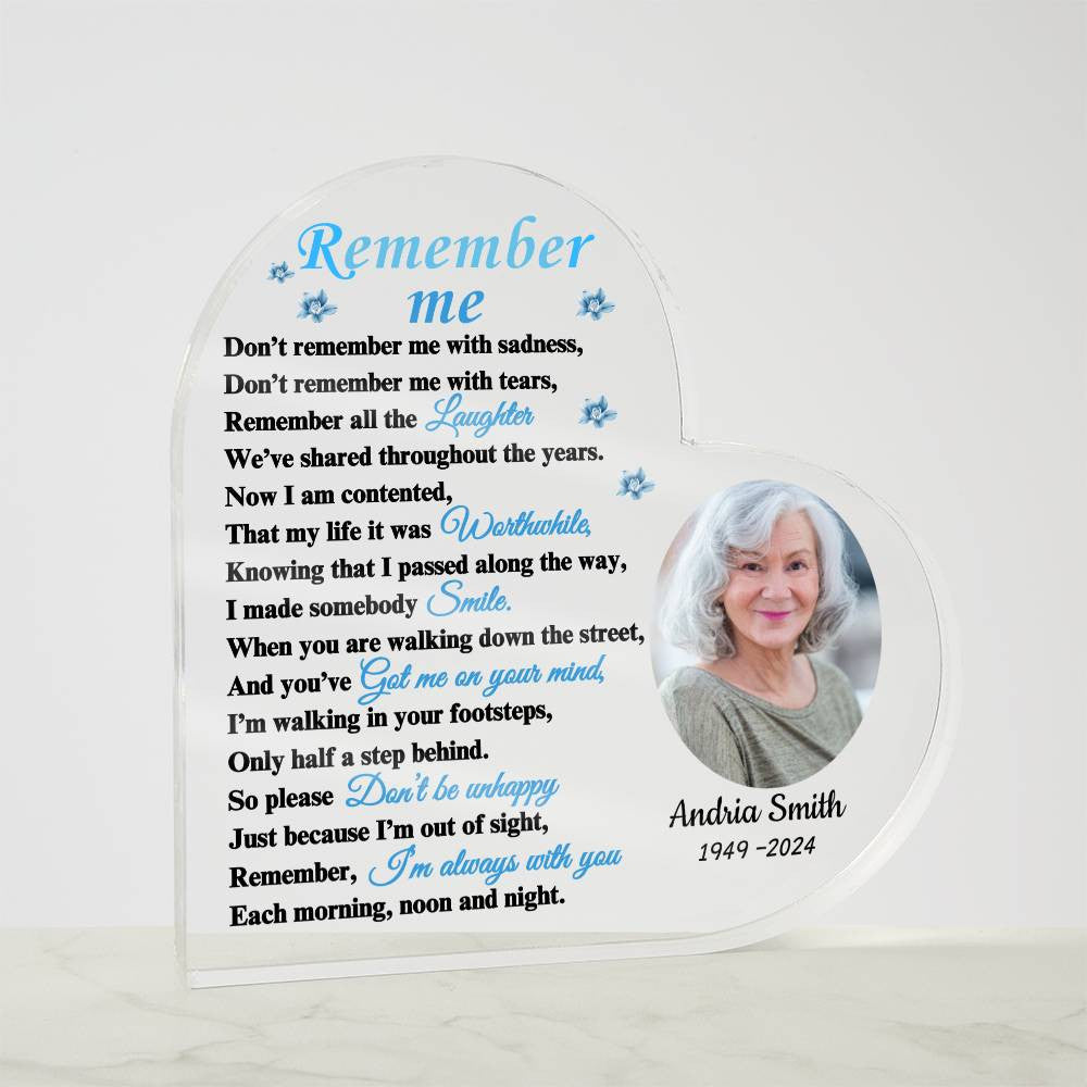 Remember Me - Personalized Memorial Sympathy Gift Remembrance Keepsake