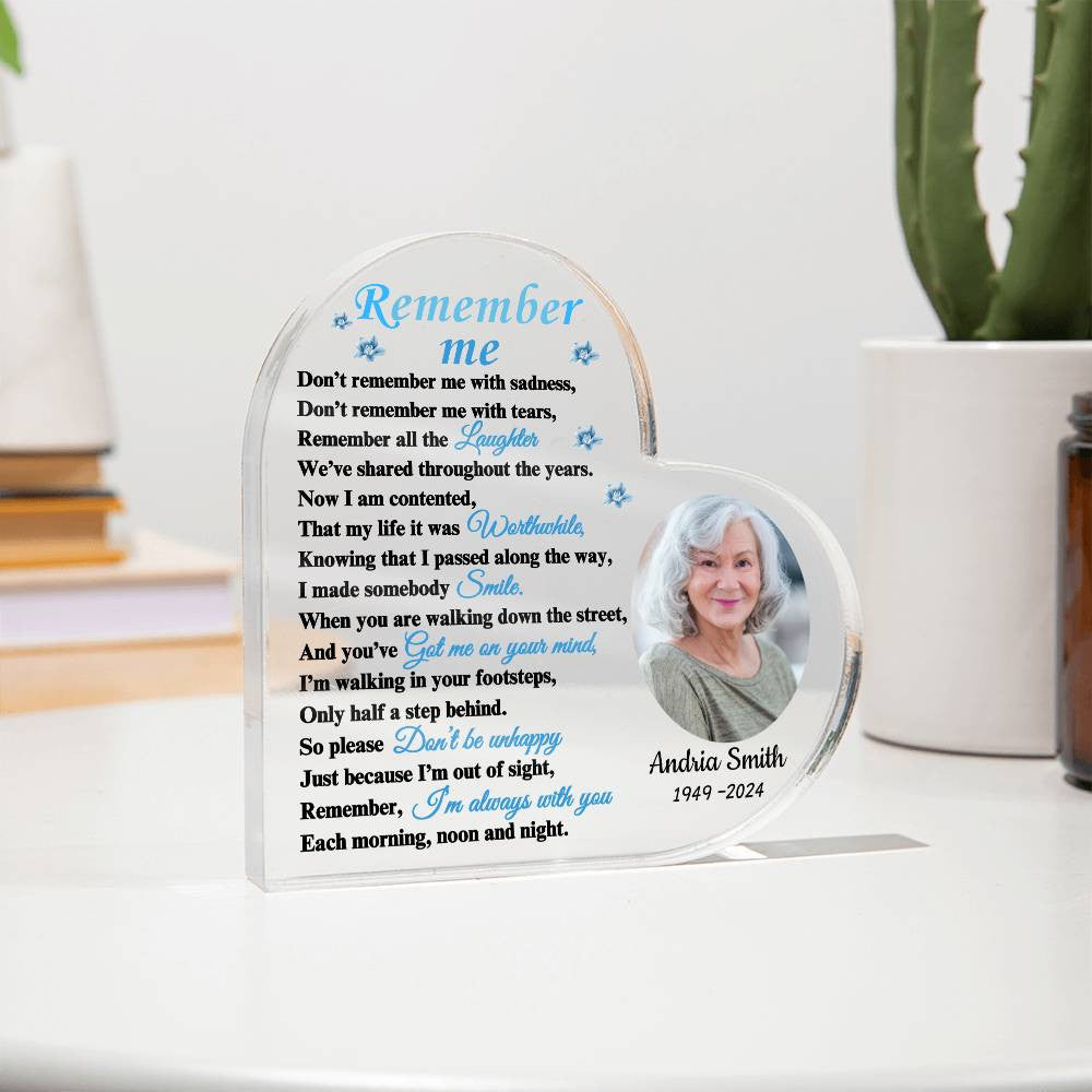 Remember Me - Personalized Memorial Sympathy Gift Remembrance Keepsake