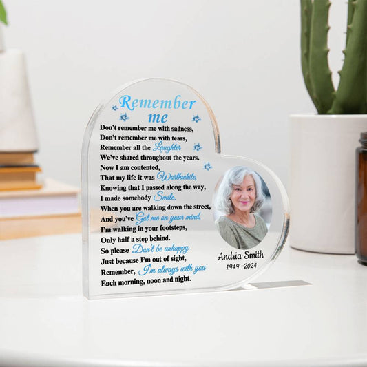 Remember Me - Personalized Memorial Sympathy Gift Remembrance Keepsake