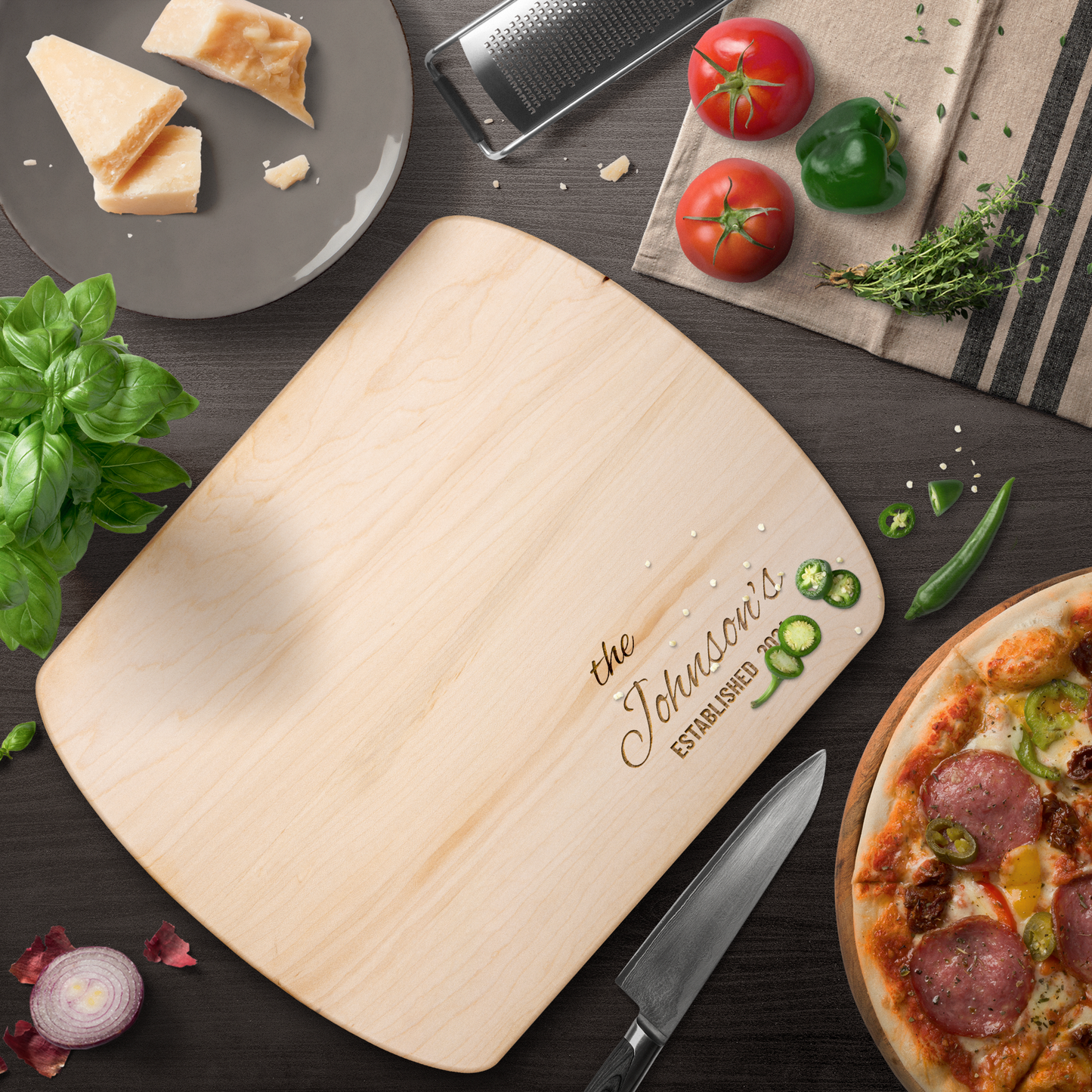 Personalized Family Name Hardwood Cutting Board