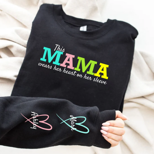 Personalized Mama Sweatshirt with names on the sleeve