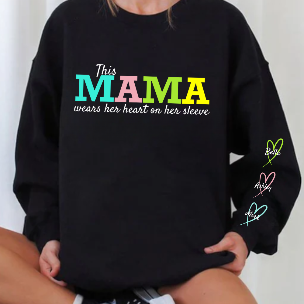 Personalized Mama Sweatshirt with names on the sleeve