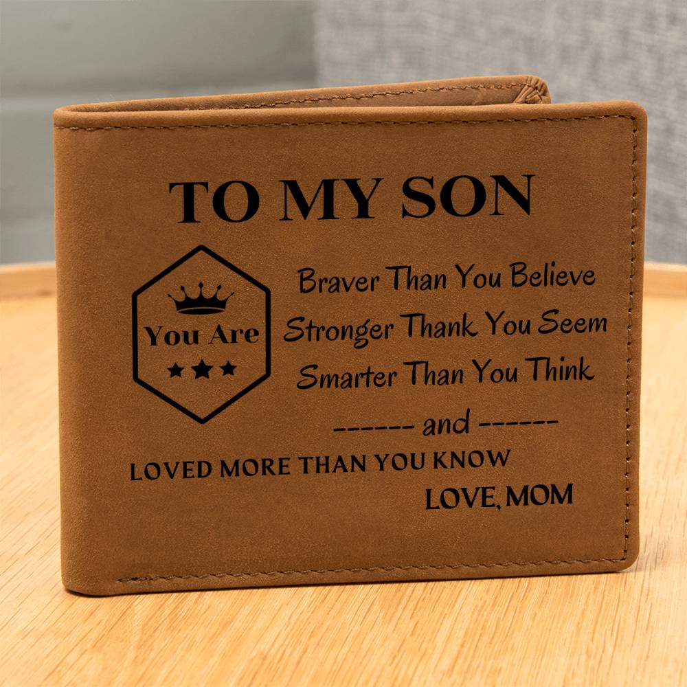 Mom To Son - Loved More Than You Know - Top-grain Leather Wallet