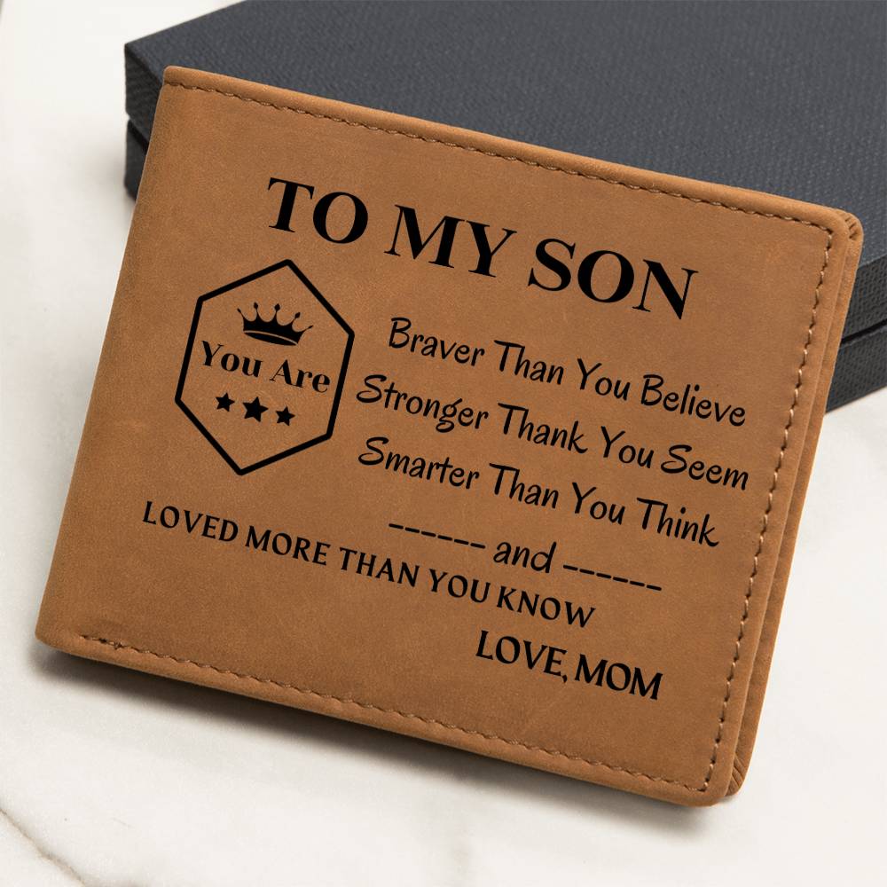 Mom To Son - Loved More Than You Know - Top-grain Leather Wallet