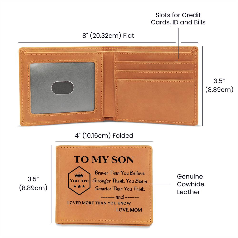 Mom To Son - Loved More Than You Know - Top-grain Leather Wallet