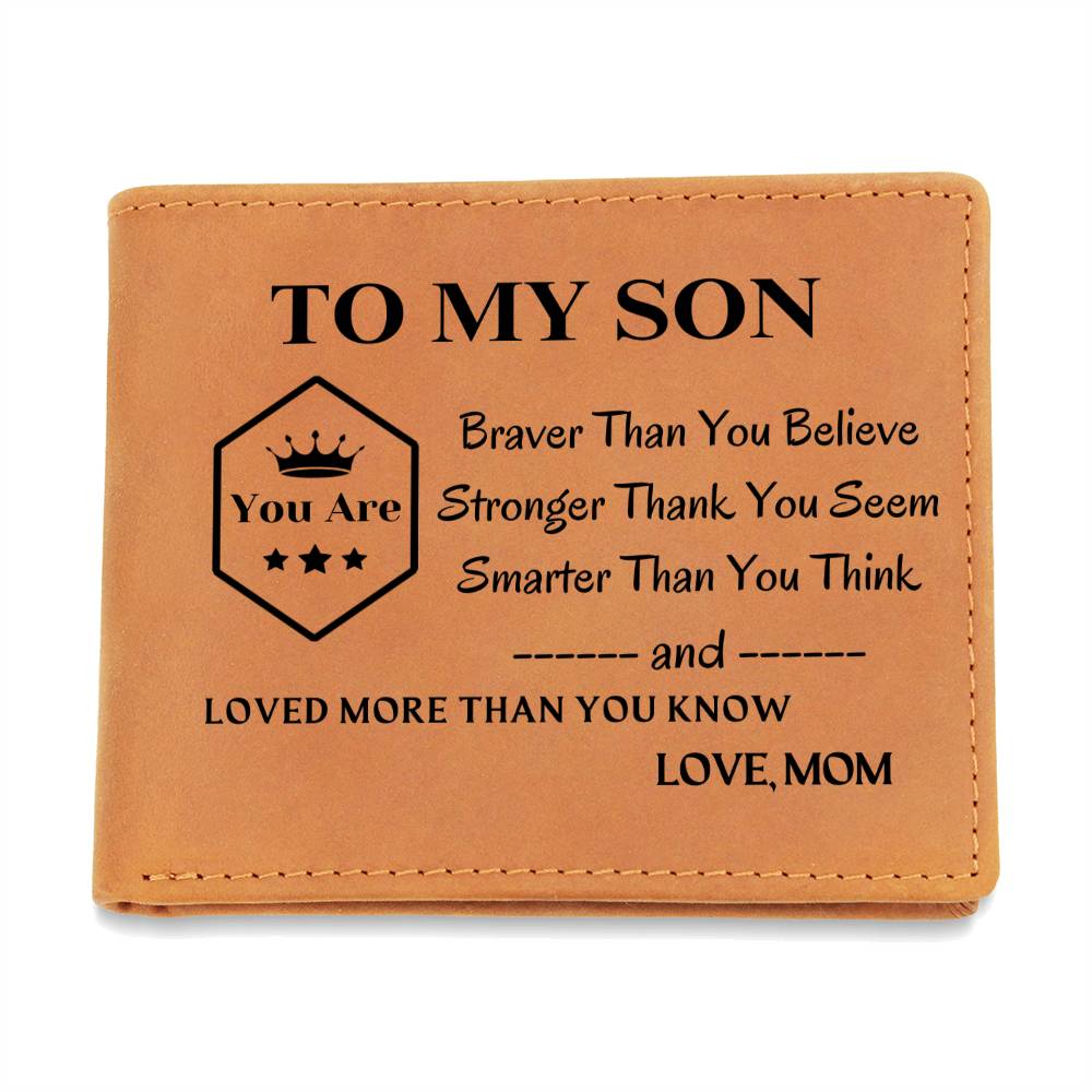 Mom To Son - Loved More Than You Know - Top-grain Leather Wallet