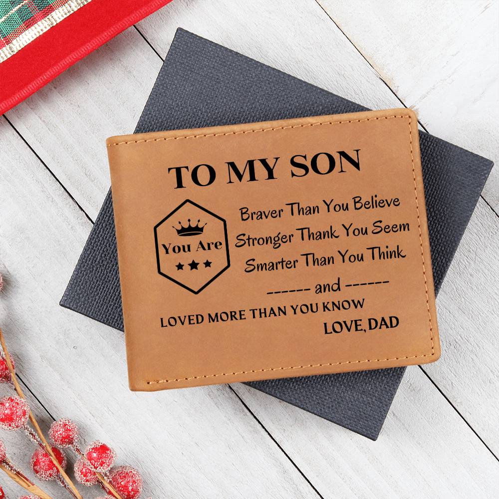 Dad To Son - Loved More Than You Know - Top-grain Leather Wallet