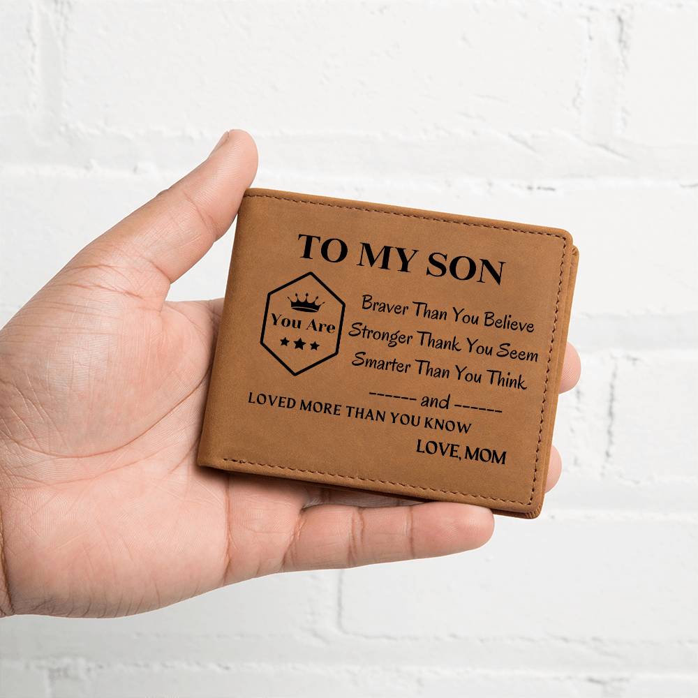 Mom To Son - Loved More Than You Know - Top-grain Leather Wallet