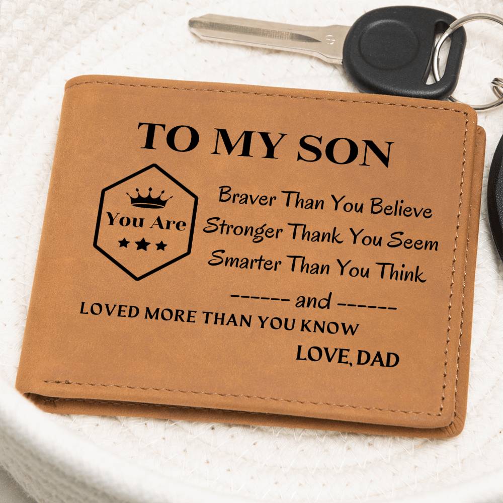 Dad To Son - Loved More Than You Know - Top-grain Leather Wallet