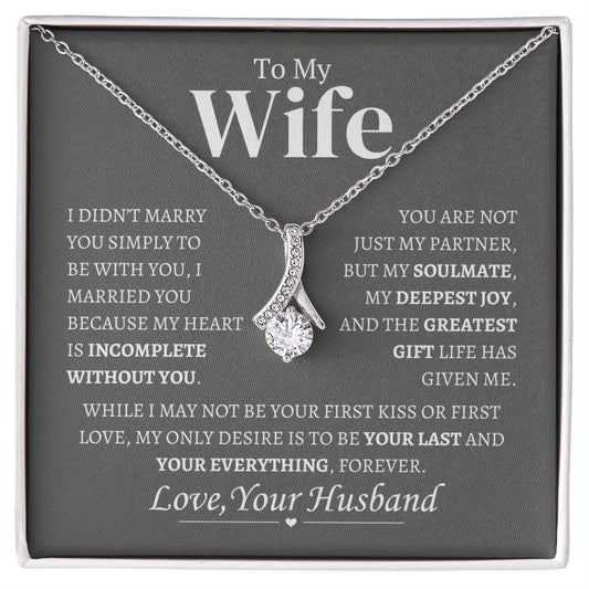 To My Wife -  My Deepest Joy - Love, Your Husband - Alluring Beauty Necklace