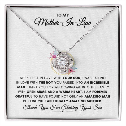 Mother-In-Law Gift- I Am Forever Grateful- Love Knot Necklace