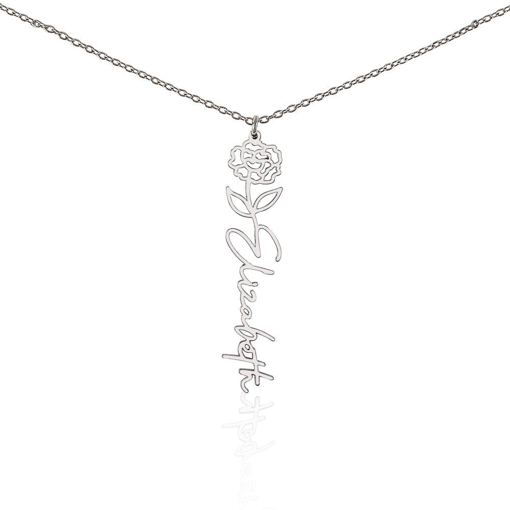 Custom Birth Flower Name Necklace - Unique & Loved