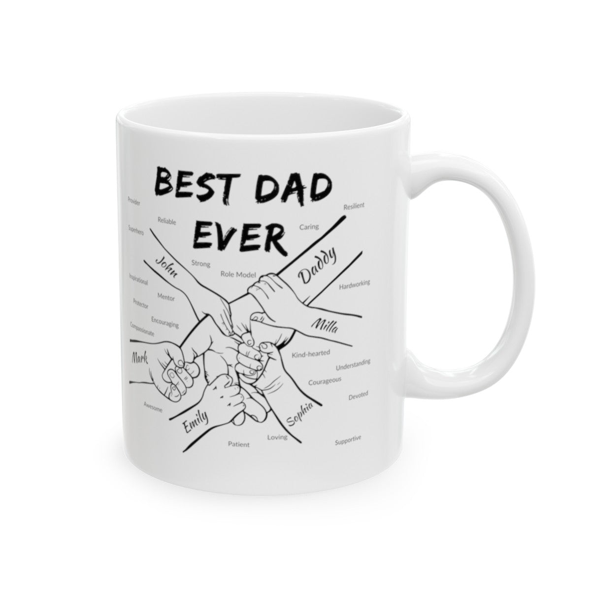 Personalized BEST DAD EVER Ceramic Mug, (11oz, 15oz) Gift For Dad