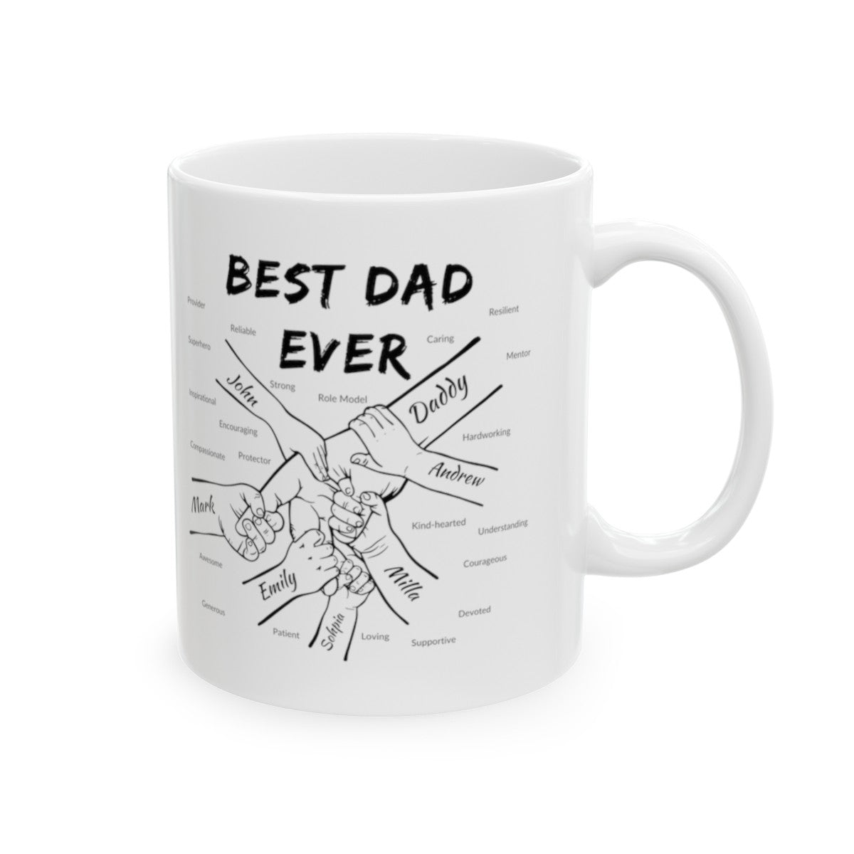 Personalized BEST DAD EVER Ceramic Mug, (11oz, 15oz) Gift For Dad