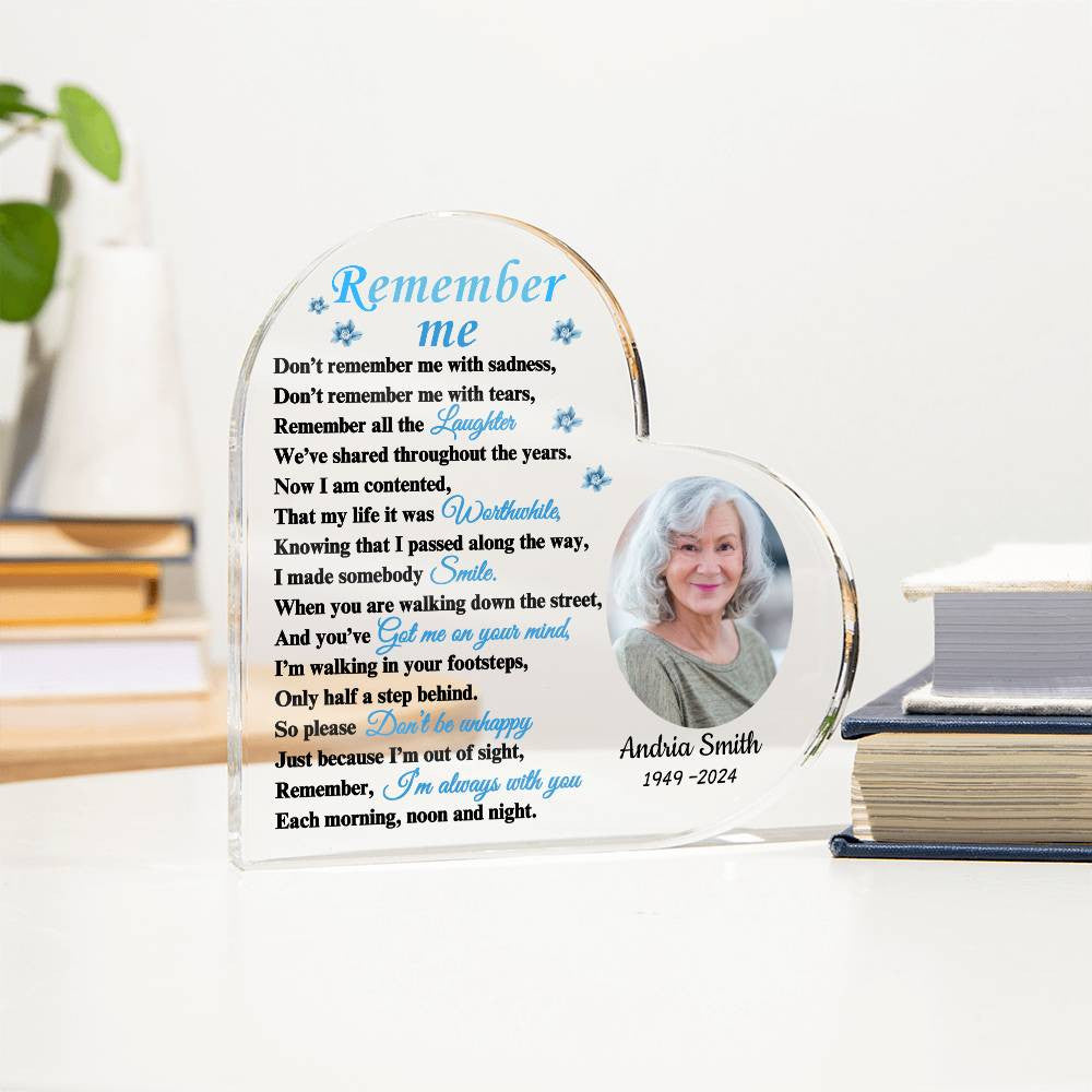 Remember Me - Personalized Memorial Sympathy Gift Remembrance Keepsake