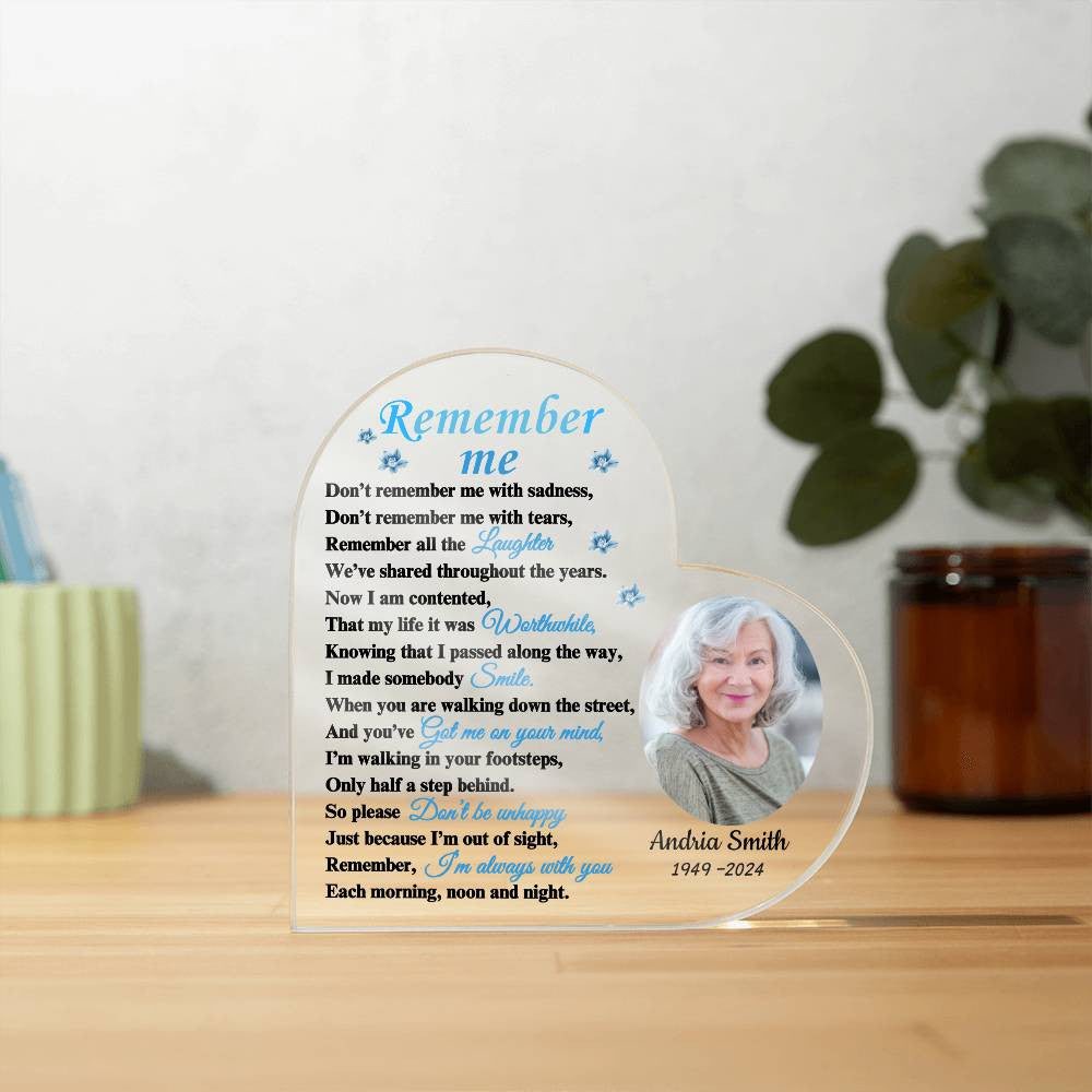 Remember Me - Personalized Memorial Sympathy Gift Remembrance Keepsake