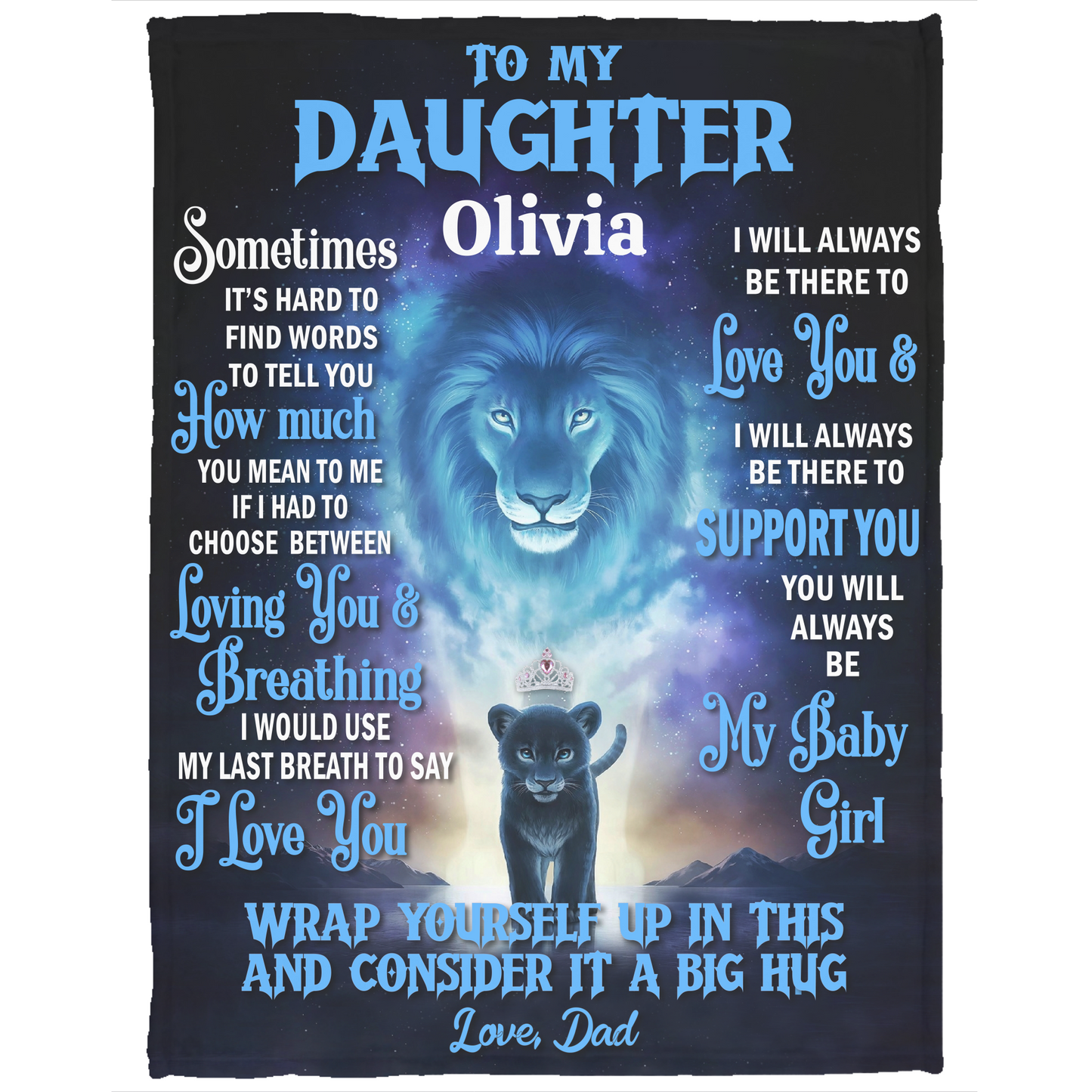 To My Daughter Blanket from Dad- My baby girl