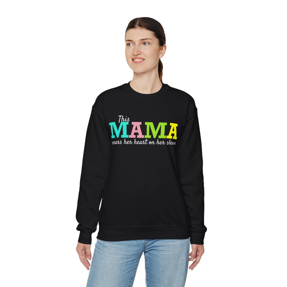 Personalized Mama Sweatshirt with names on the sleeve