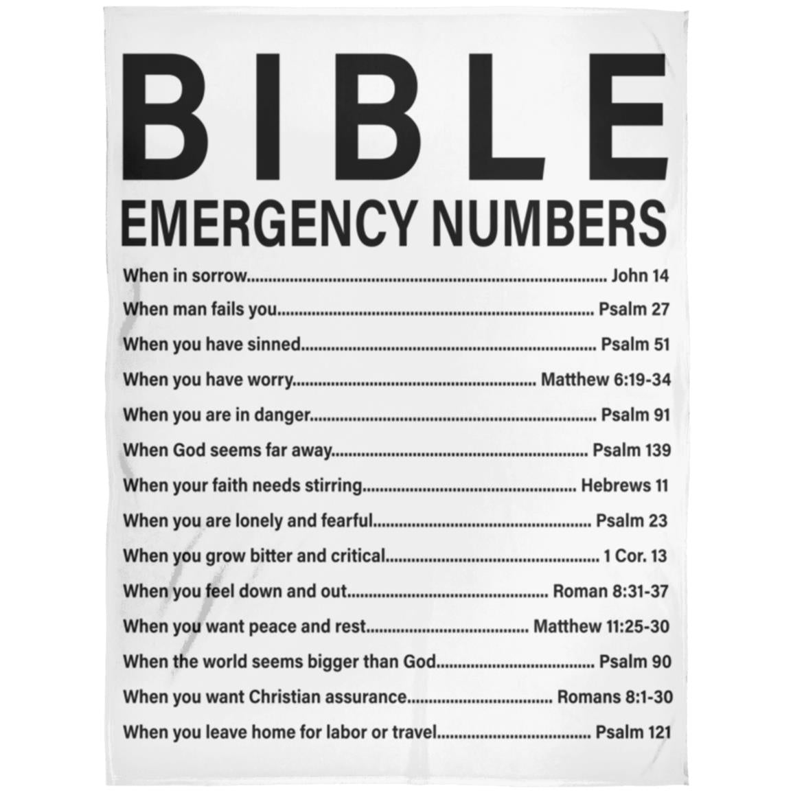 Bible Emergency Numbers Blanket