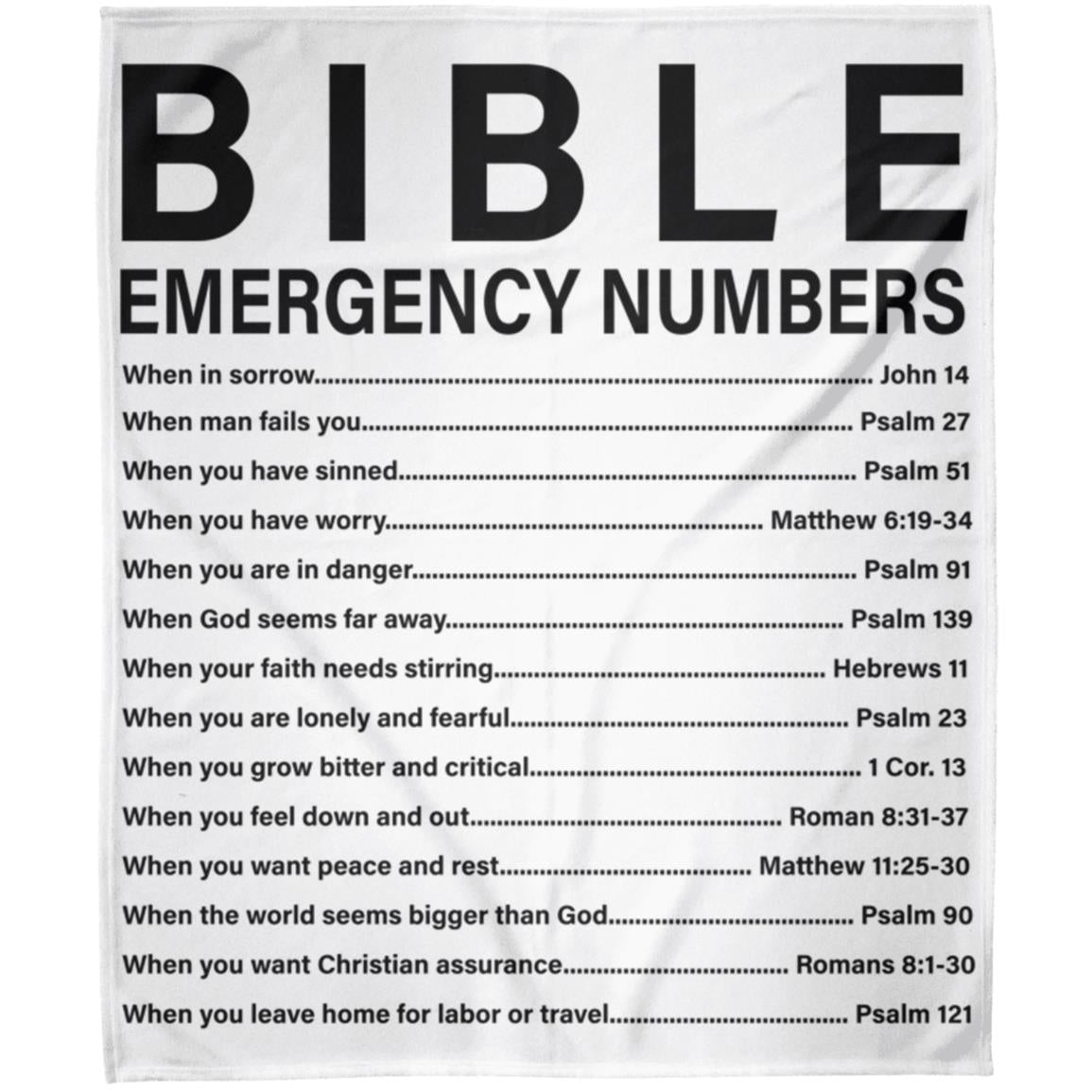 Bible Emergency Numbers Blanket