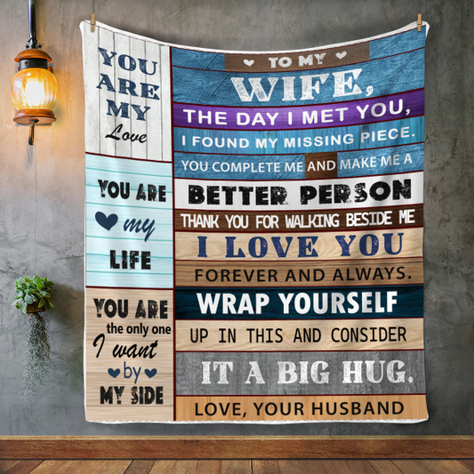 To My Wife-The Day I Met You- Fleece Blanket 50x60